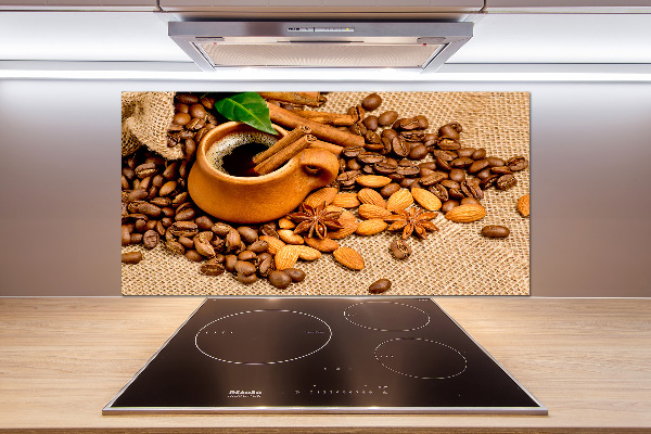 Cooker splashback Coffee beans and mug