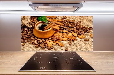 Cooker splashback Coffee beans and mug