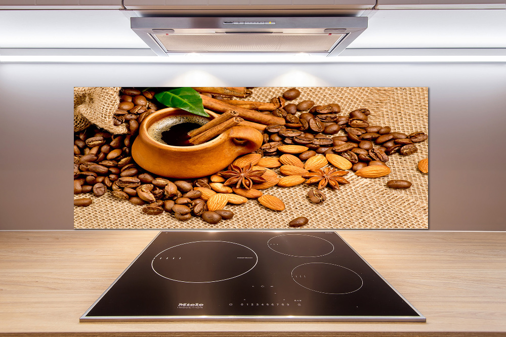 Cooker splashback Coffee beans and mug