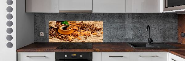 Cooker splashback Coffee beans and mug