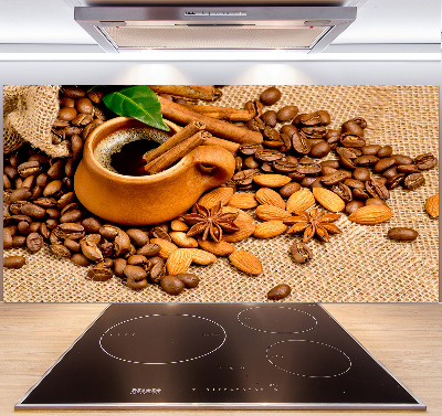 Cooker splashback Coffee beans and mug