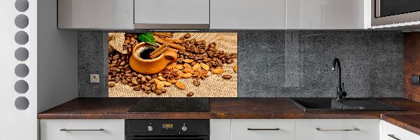 Cooker splashback Coffee beans and mug