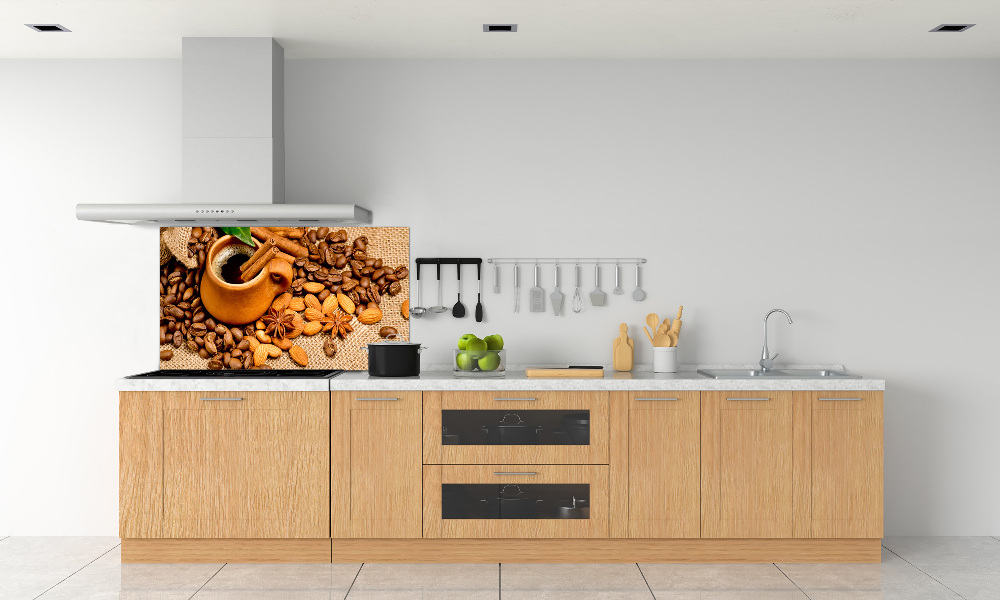 Cooker splashback Coffee beans and mug