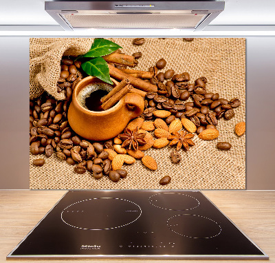 Cooker splashback Coffee beans and mug