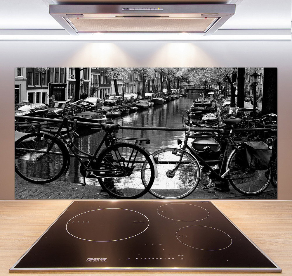 Glass splashback Amsterdam bikes