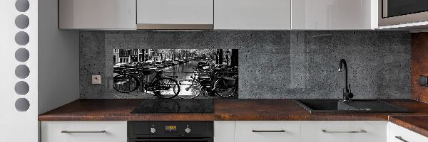 Glass splashback Amsterdam bikes