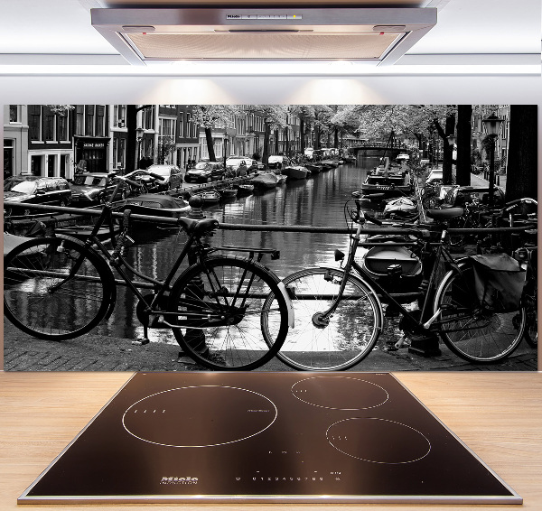 Glass splashback Amsterdam bikes