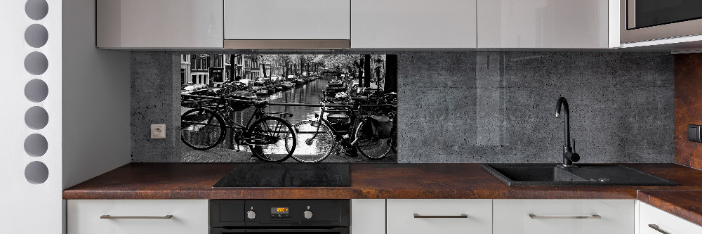 Glass splashback Amsterdam bikes