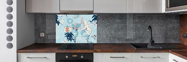 Cooker splashback Crane and flowers