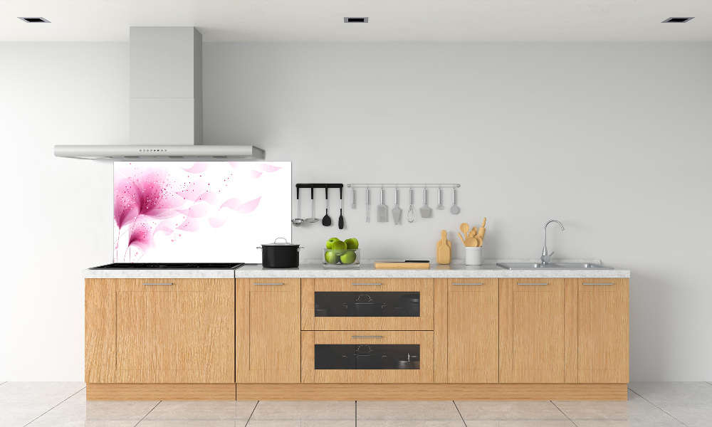 Kitchen splashback Pink flower