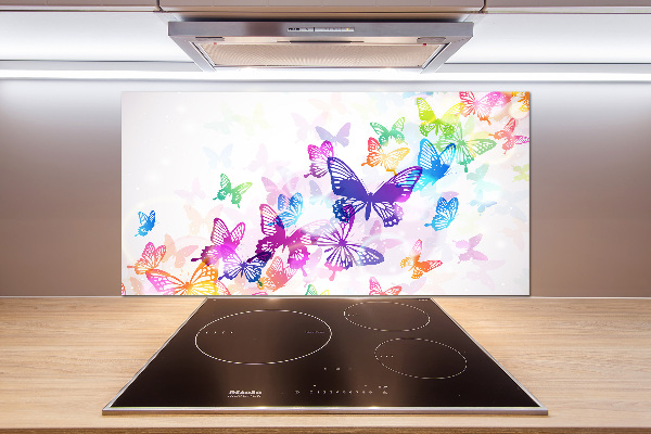 Glass splashback Colorful butterflies