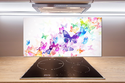 Glass splashback Colorful butterflies