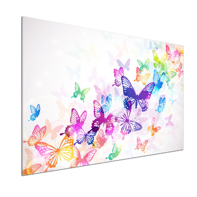 Glass splashback Colorful butterflies