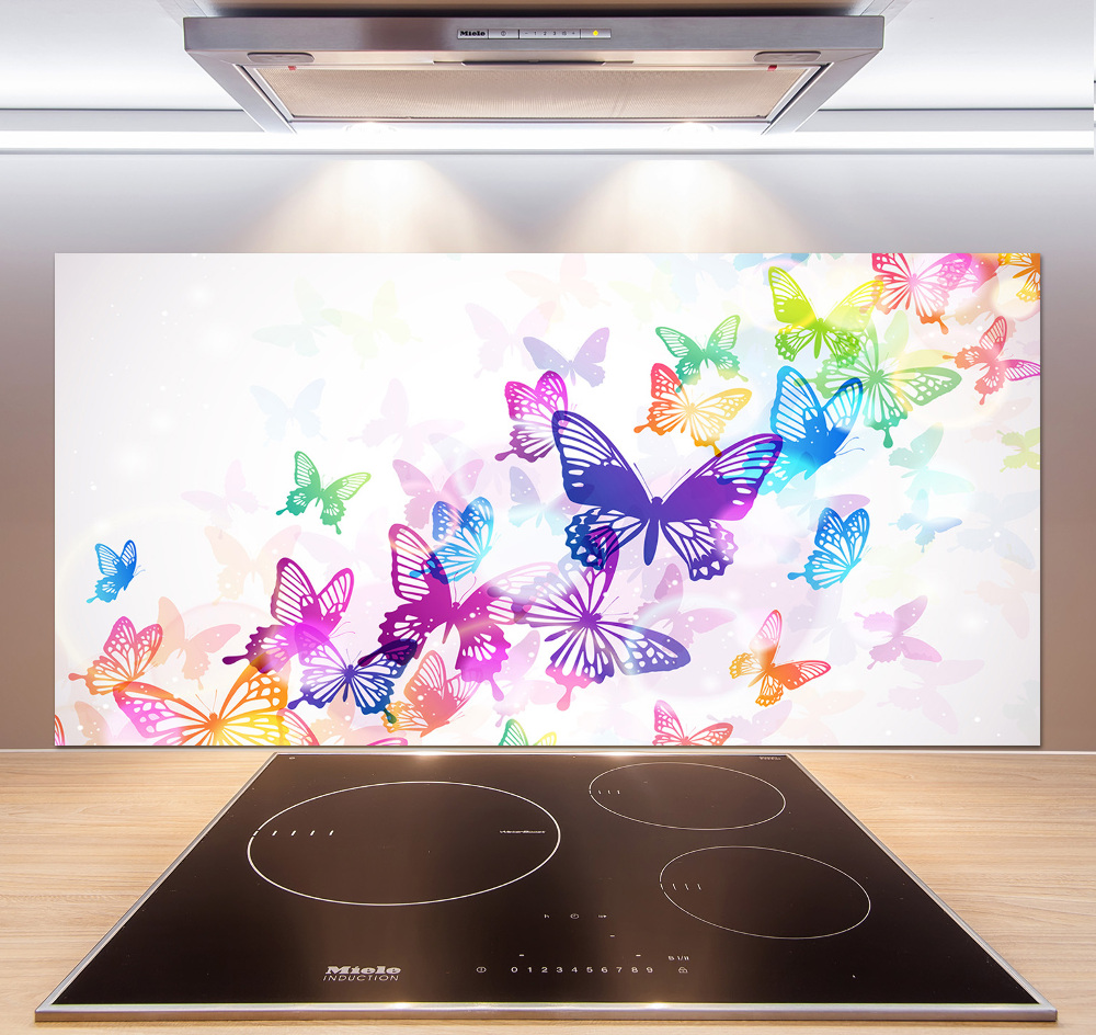 Glass splashback Colorful butterflies