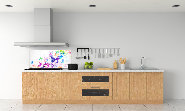 Glass splashback Colorful butterflies