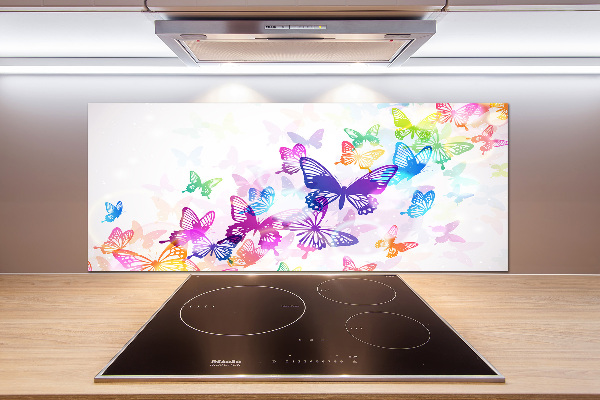 Glass splashback Colorful butterflies