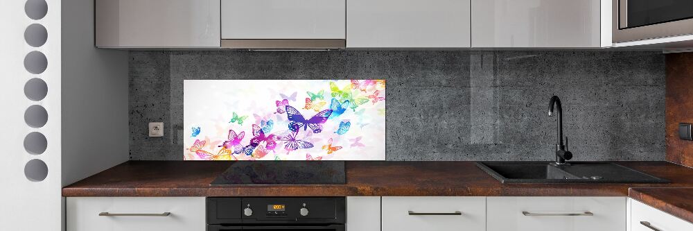 Glass splashback Colorful butterflies