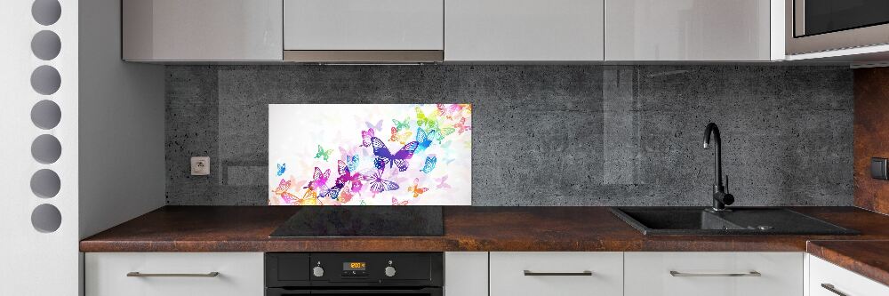 Glass splashback Colorful butterflies