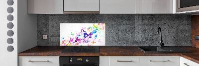 Glass splashback Colorful butterflies