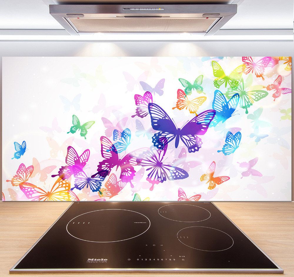 Glass splashback Colorful butterflies