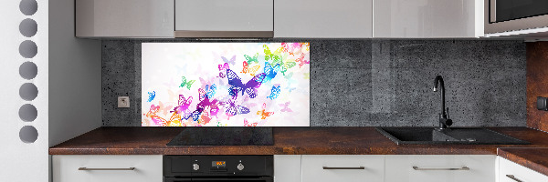 Glass splashback Colorful butterflies