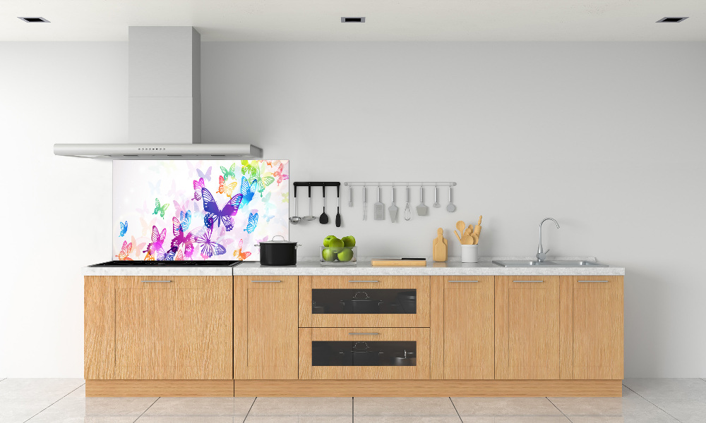 Glass splashback Colorful butterflies