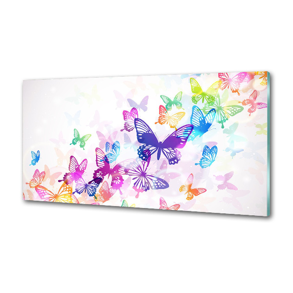 Glass splashback Colorful butterflies