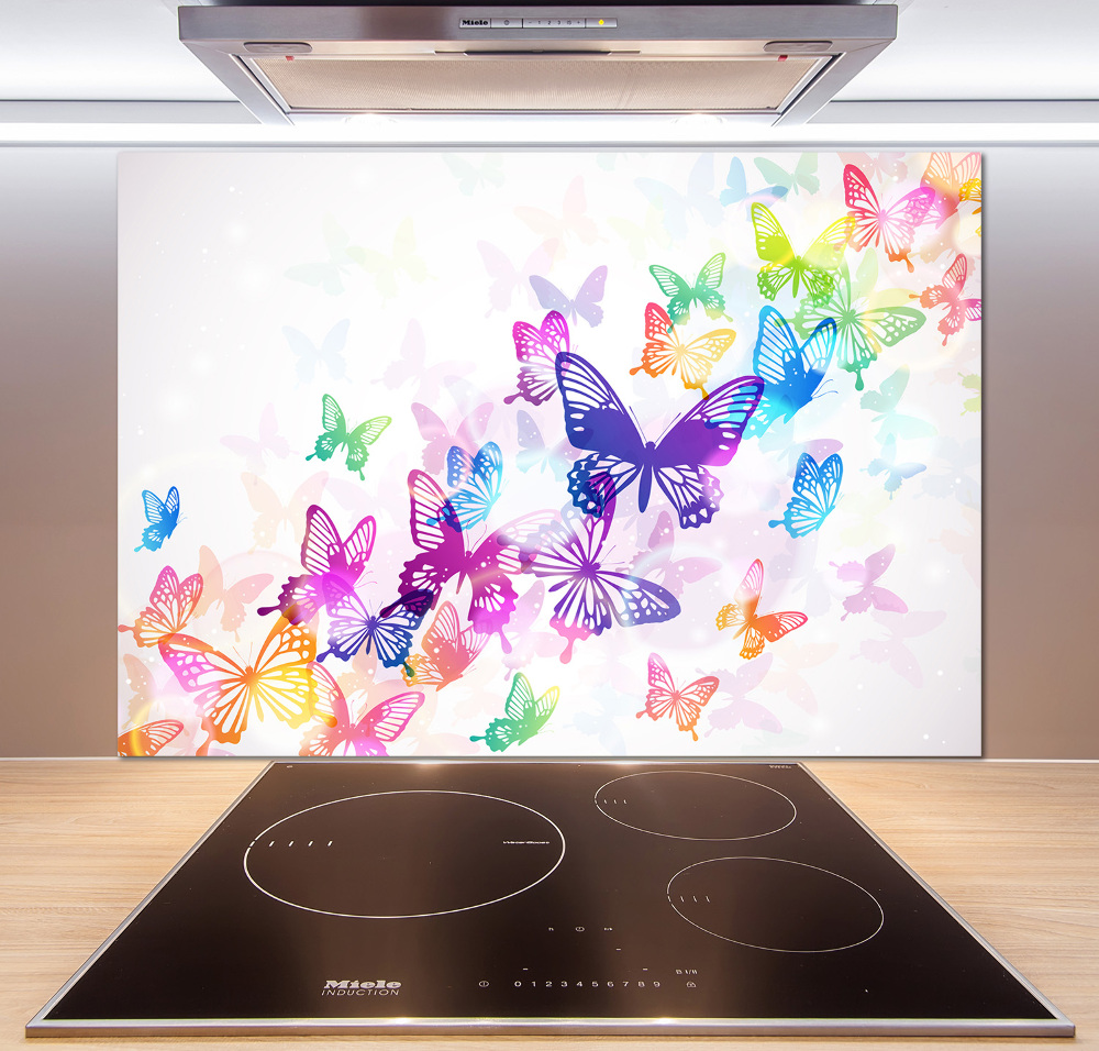 Glass splashback Colorful butterflies