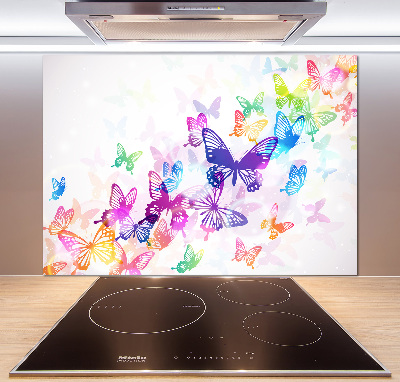 Glass splashback Colorful butterflies