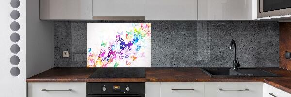 Glass splashback Colorful butterflies