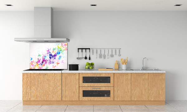 Glass splashback Colorful butterflies