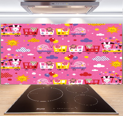 Kitchen wall panels Animals on the train