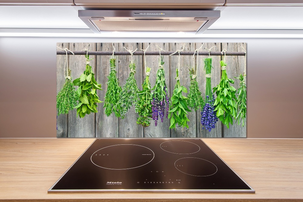 Cooker splashback Herbs on a string