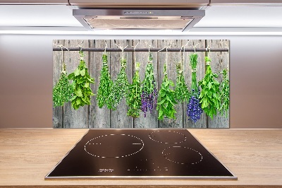 Cooker splashback Herbs on a string