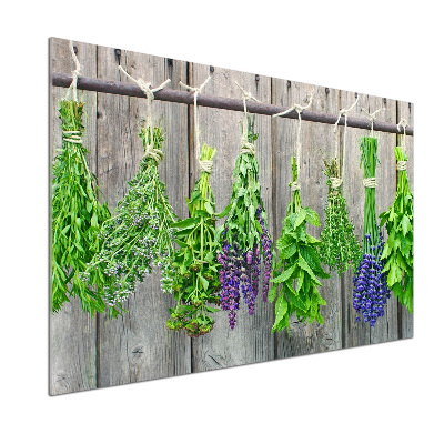 Cooker splashback Herbs on a string