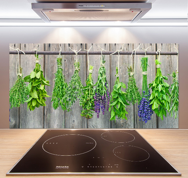 Cooker splashback Herbs on a string