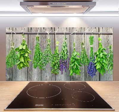 Cooker splashback Herbs on a string