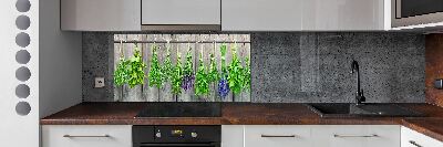 Cooker splashback Herbs on a string