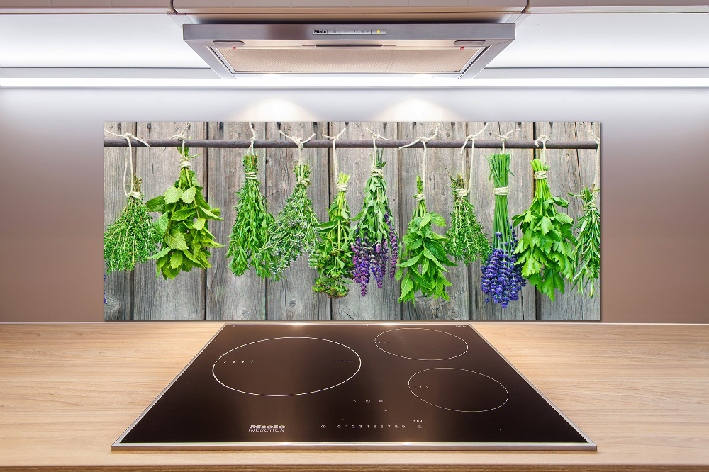 Cooker splashback Herbs on a string