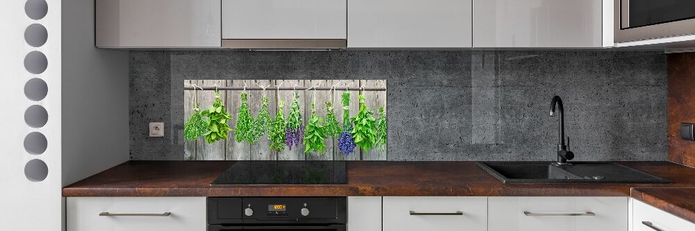 Cooker splashback Herbs on a string