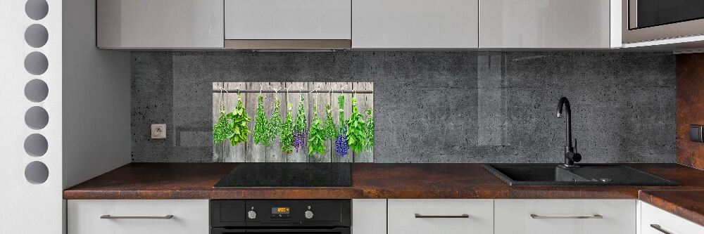 Cooker splashback Herbs on a string