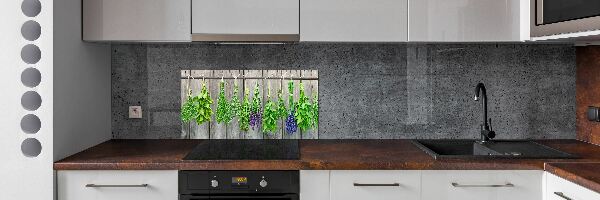 Cooker splashback Herbs on a string