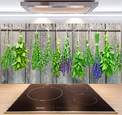 Cooker splashback Herbs on a string