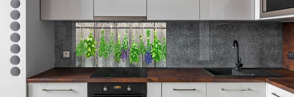 Cooker splashback Herbs on a string