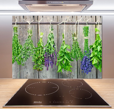 Cooker splashback Herbs on a string