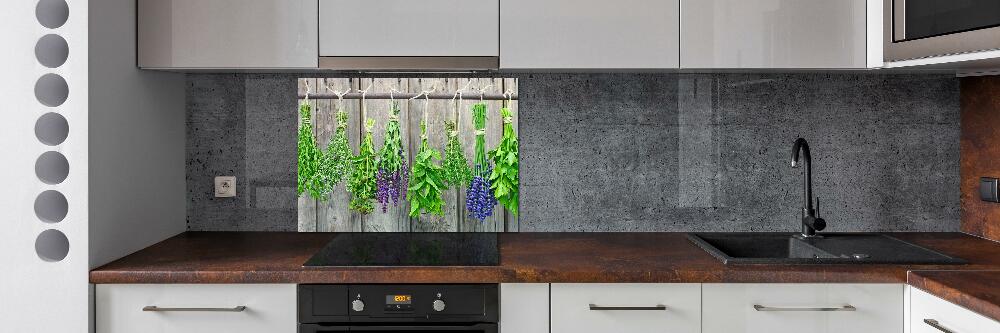 Cooker splashback Herbs on a string