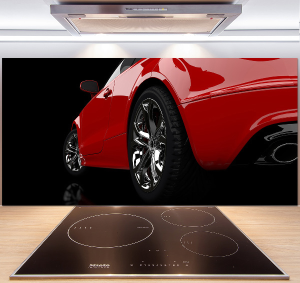 Cooker splashback Red car