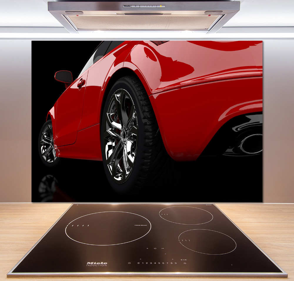 Cooker splashback Red car