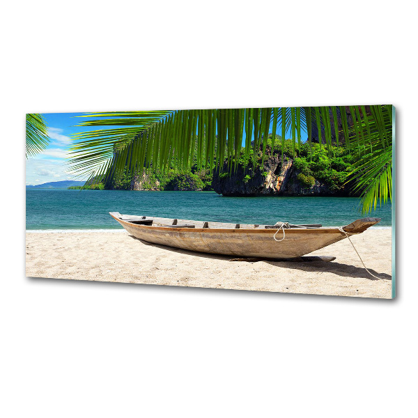 Cooker splashback Boat on the beach