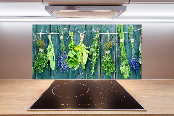 Cooker splashback Herbs on a string